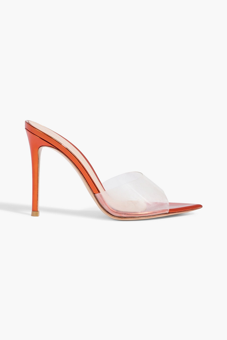 Gianvito Rossi Elle Mirrored-leather And Pvc Mules In Brown