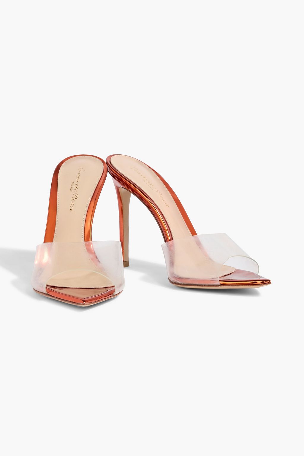 GIANVITO ROSSI Elle mirrored-leather and PVC mules