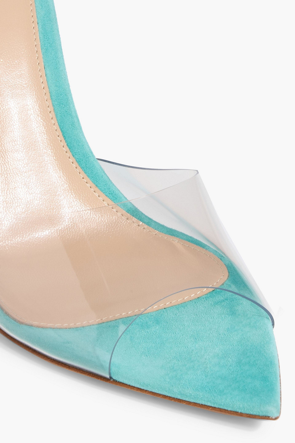 Gianvito Rossi Elle 85 Suede And Pvc Mules In Blue