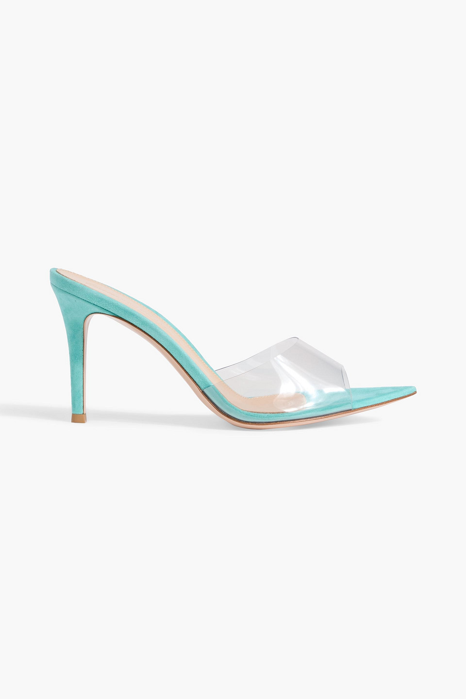 Gianvito Rossi Elle 85 Suede And Pvc Mules In Blue