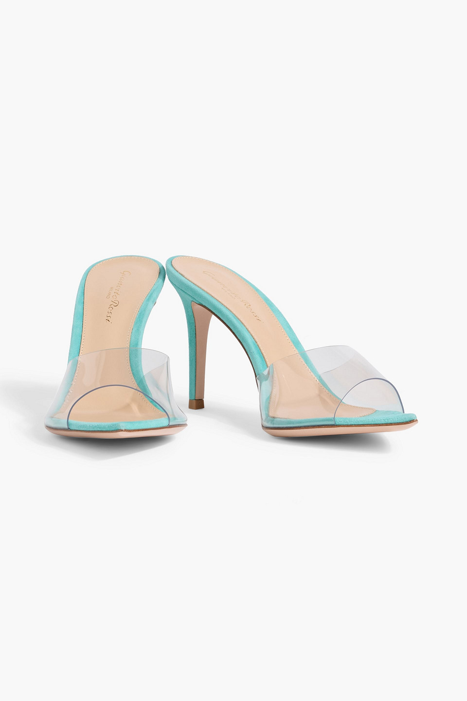 Gianvito Rossi Elle 85 Suede And Pvc Mules In Blue