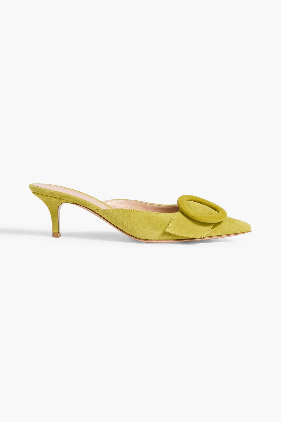 Gianvito Rossi Portofino 55 Buckled Suede Mules In Green