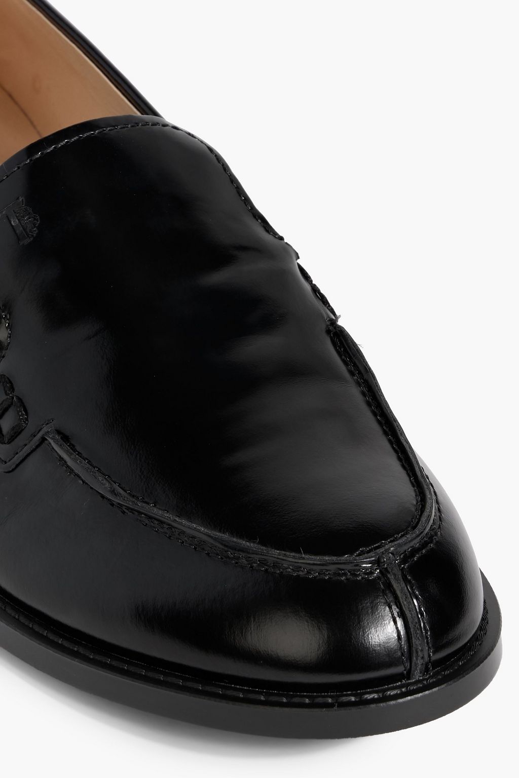 TOD'S Studded glossed-leather loafers