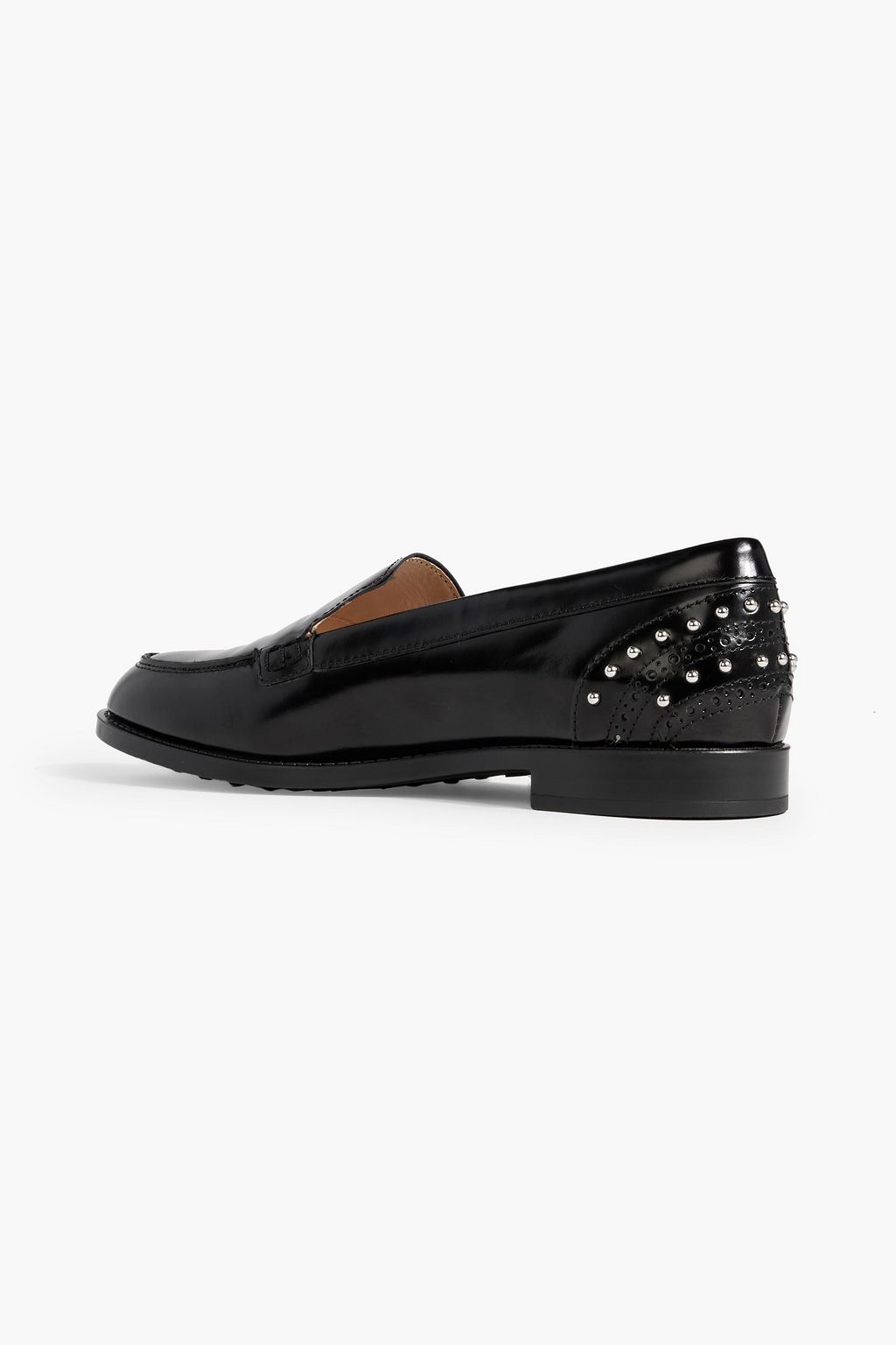 TOD'S Studded glossed-leather loafers