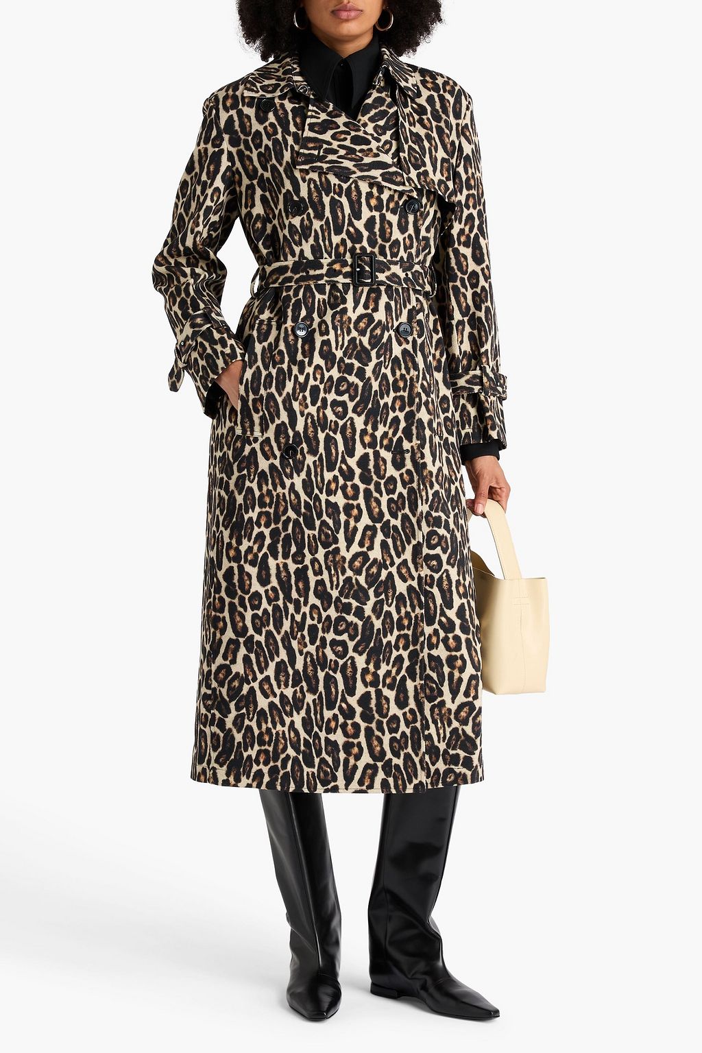 THEORY Leopard-print wool-blend twill trench coat