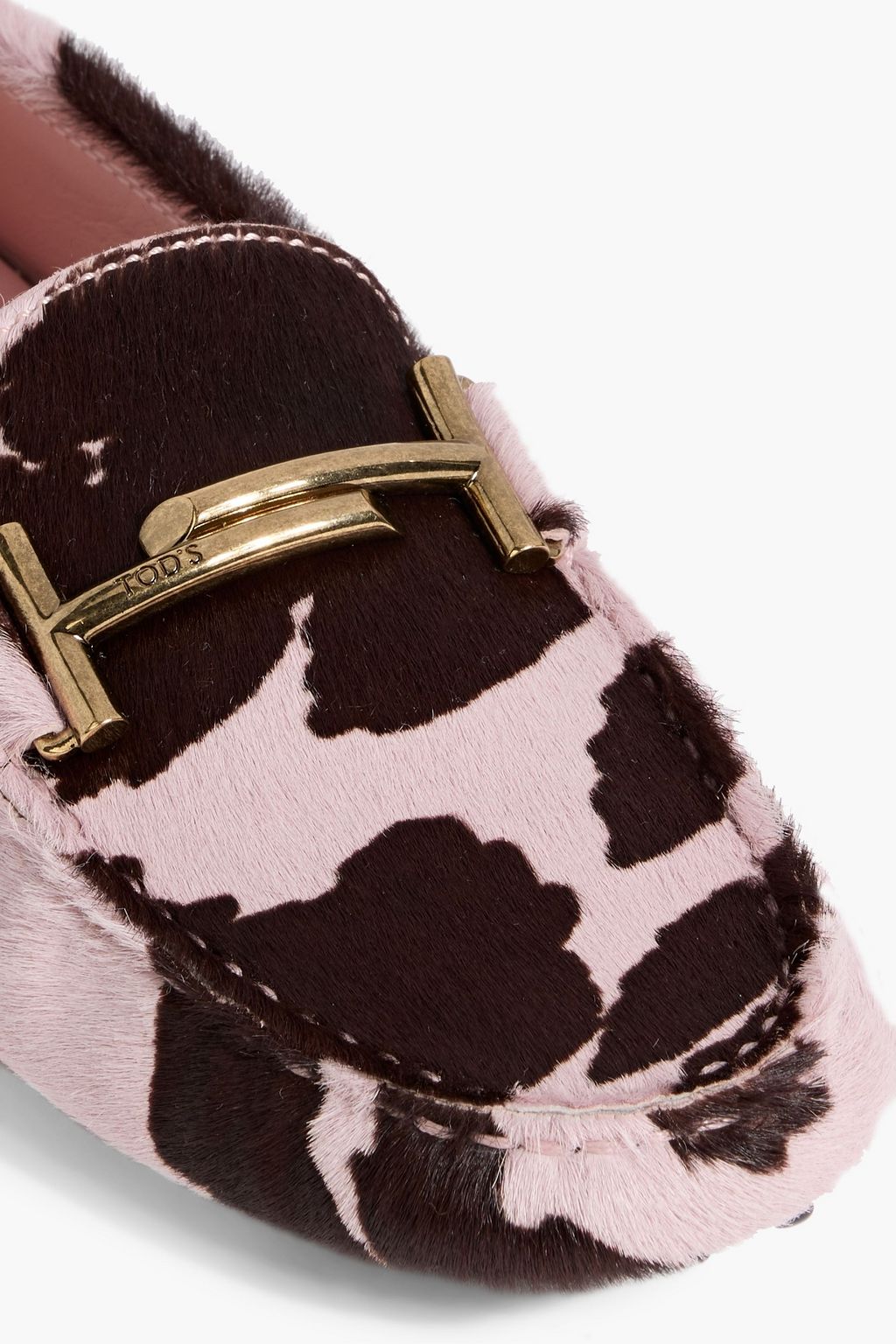 TOD'S Double T printed calf hair loafers