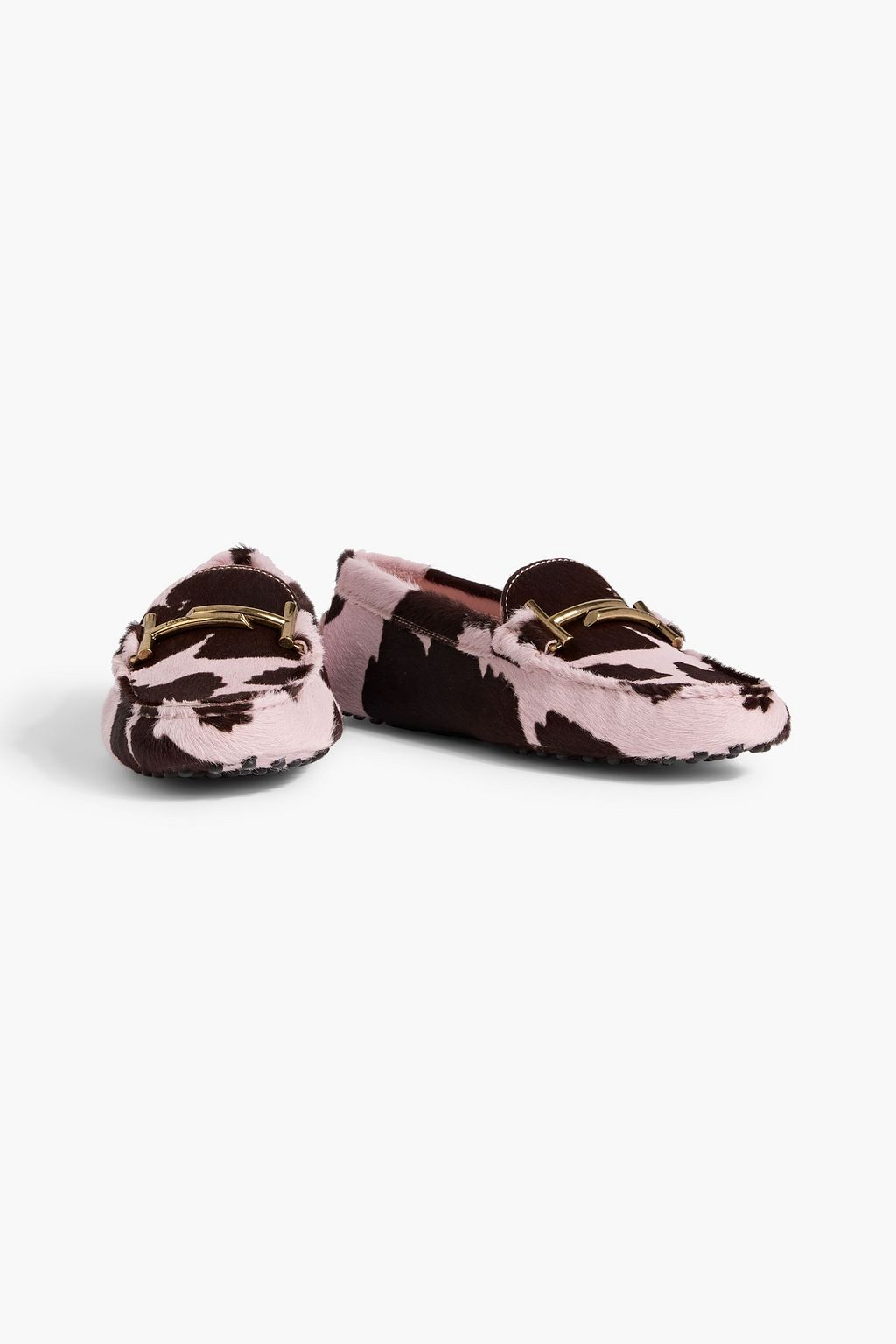 TOD'S Double T printed calf hair loafers