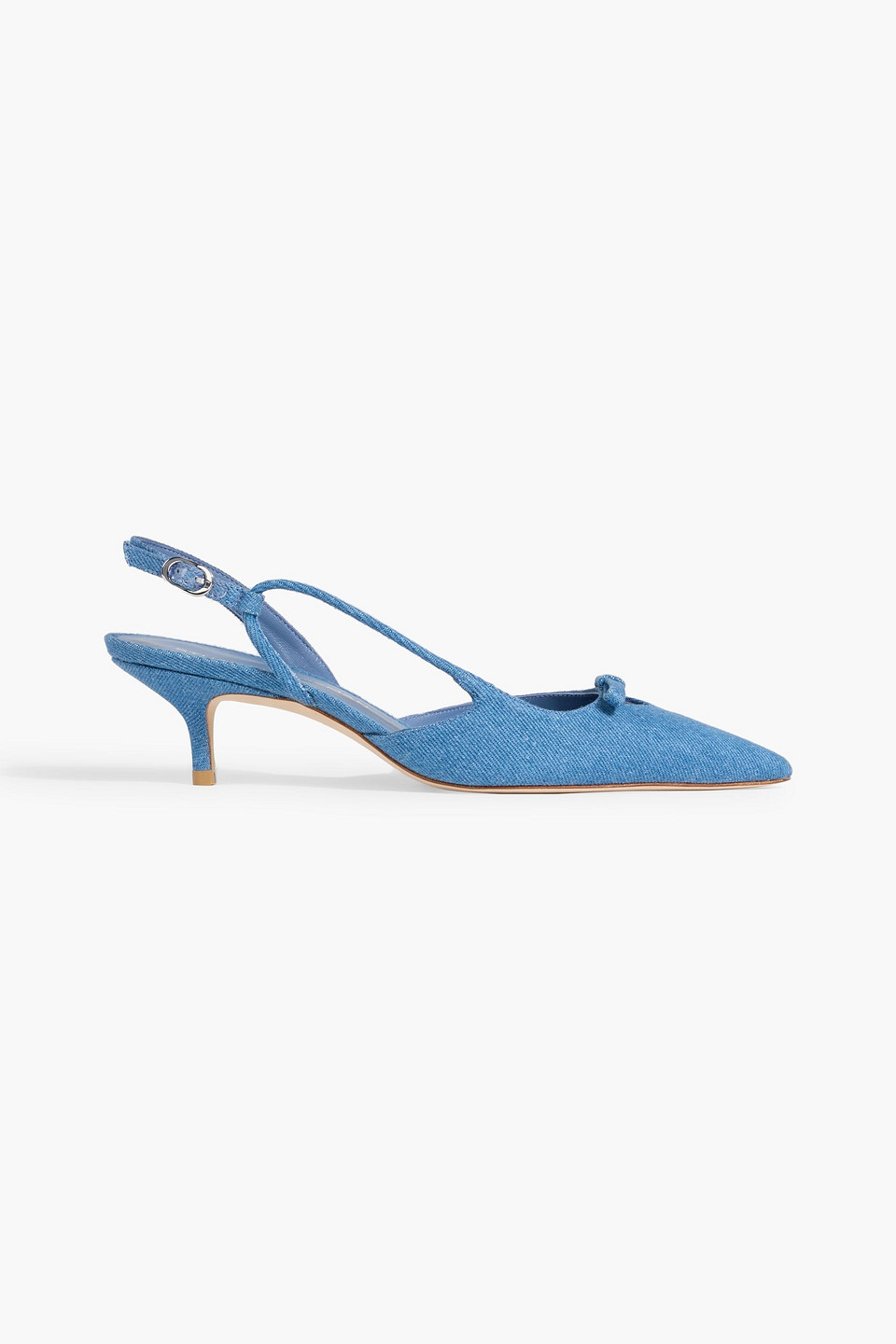 Stuart Weitzman Tully 50 Bow-detailed Denim Slingback Pumps In Blue