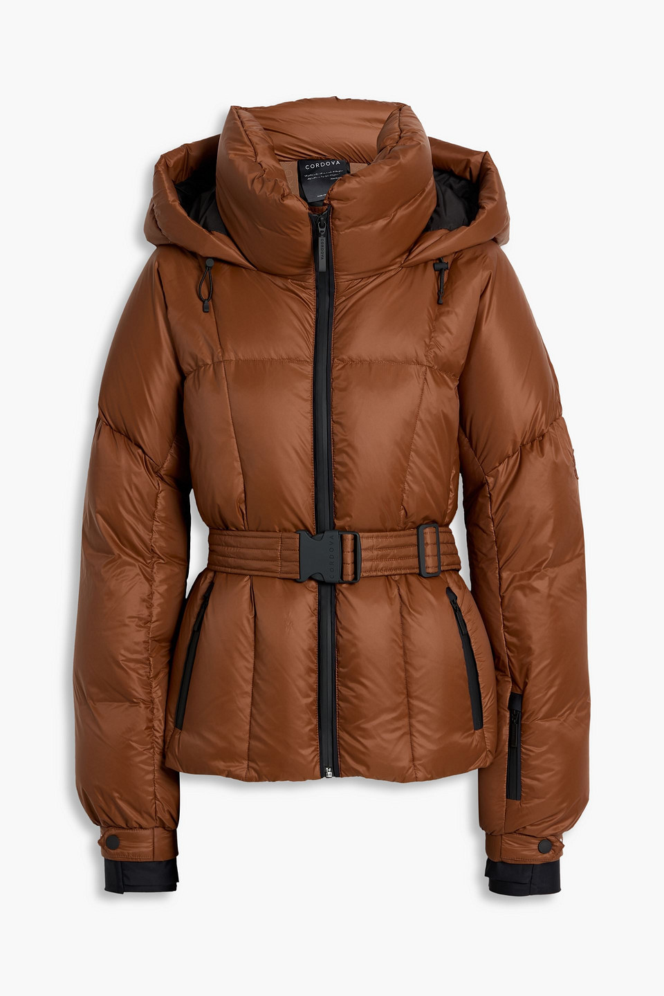 Cordova Monterosa Quilted Hooded Down Ski Jacket In Brown