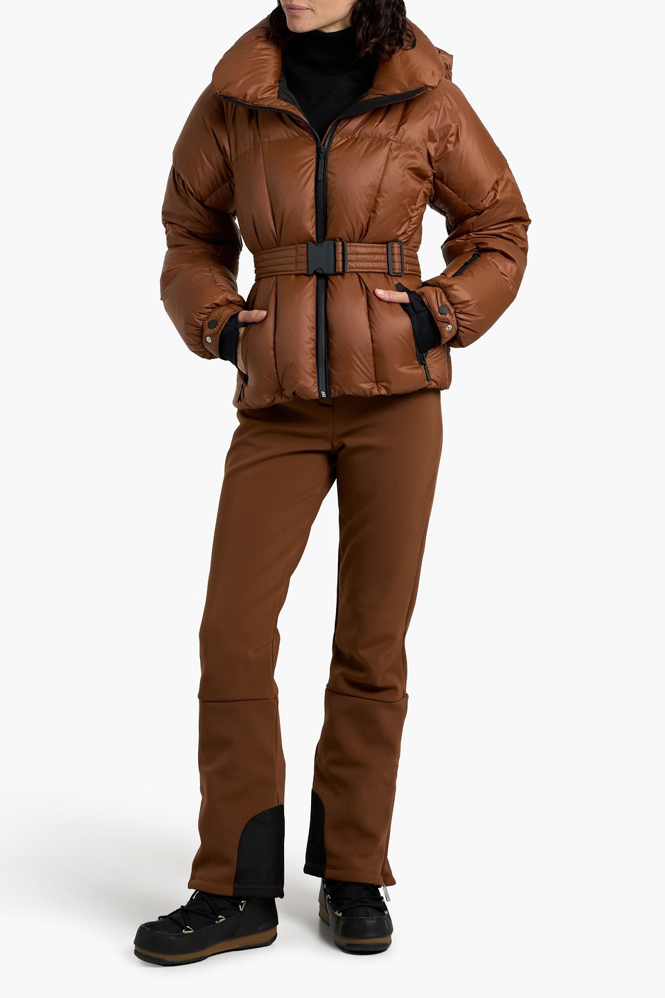 Cordova Monterosa Quilted Hooded Down Ski Jacket In Brown