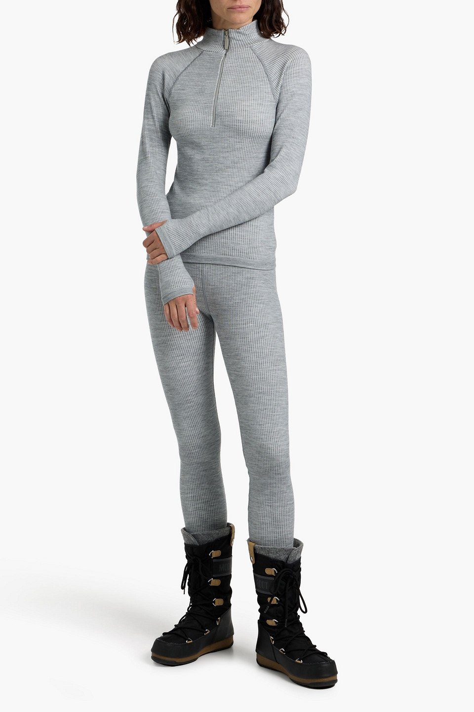 Cordova Stowe Ribbed Wool-blend Base Layer In Gray