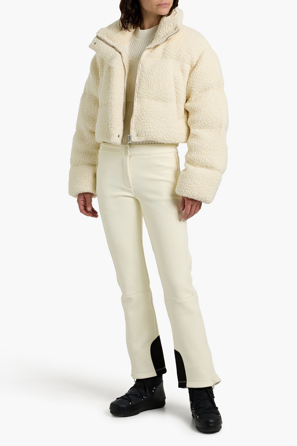 Cordova Kozzy Cropped Quilted Wool-blend Fleece Ski Jacket In Neutral