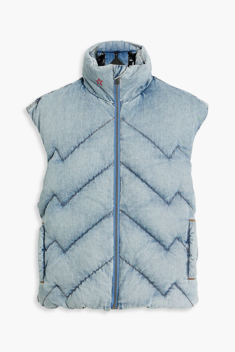 Perfect Moment Quilted Denim Vest In Blue
