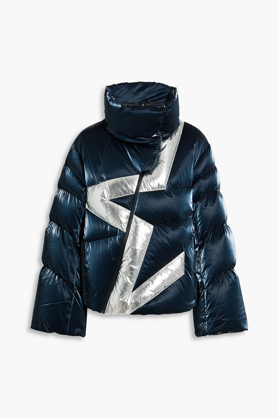 Perfect Moment Ariel Quilted Metallic Down Ski Jacket In Blue