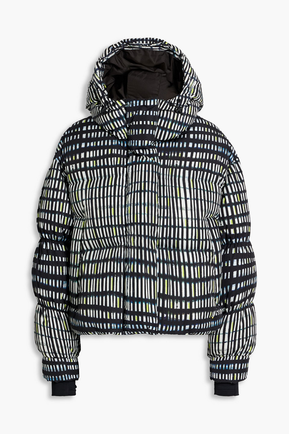 Cordova Aomori Hooded Printed Quilted Down Ski Jacket In Black