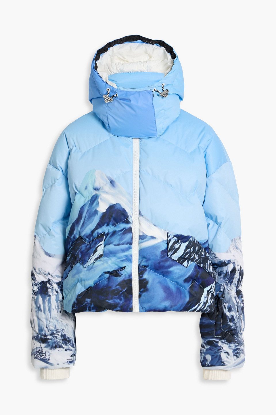 Perfect Moment Quilted Printed Down Ski Jacket In Blue