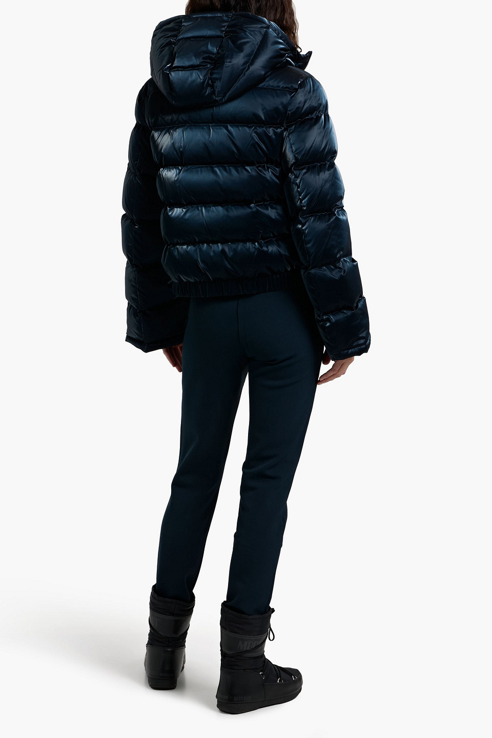 Perfect Moment Polar Flare Quilted Hooded Down Ski Jacket In Blue