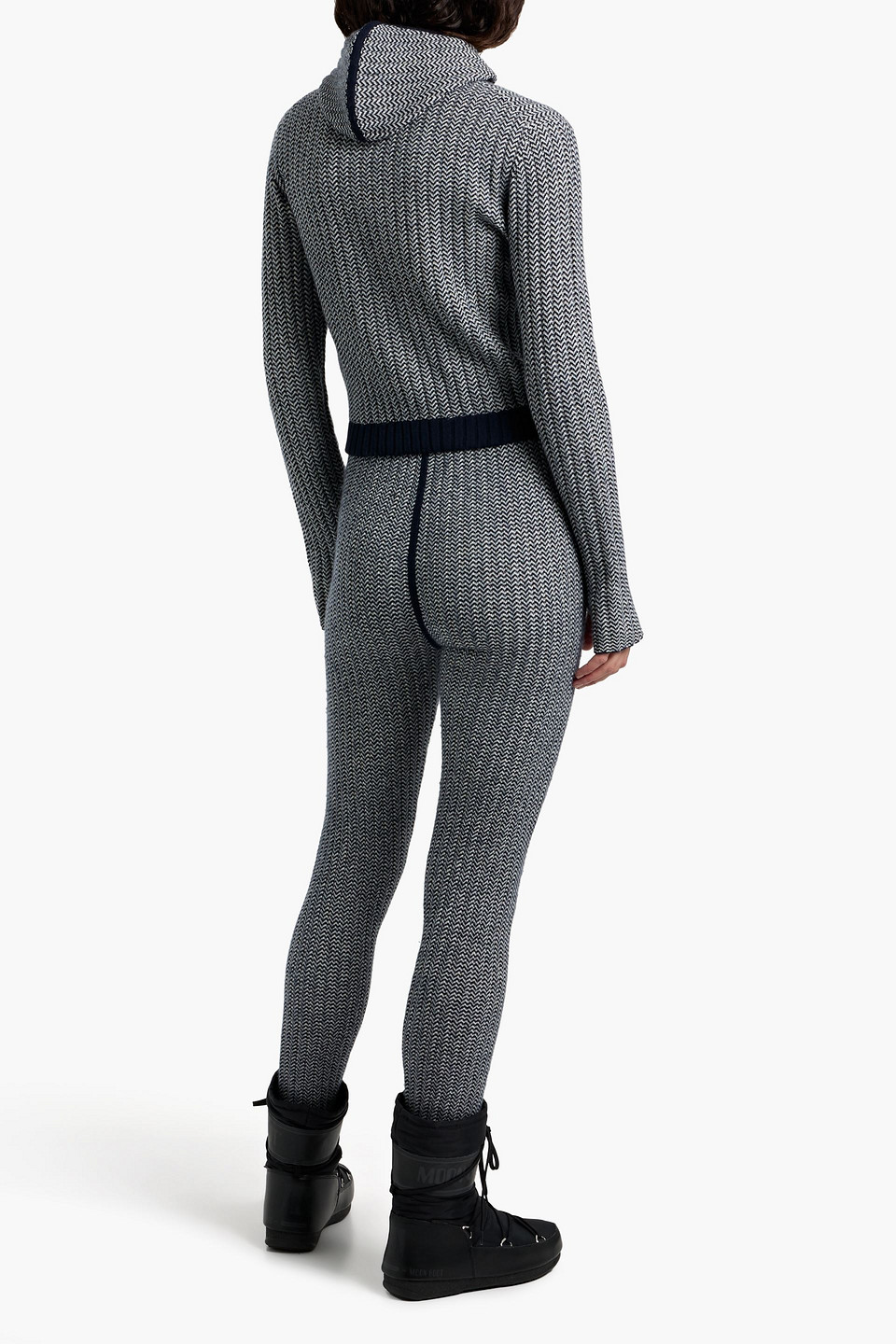 Perfect Moment Jazzy Jacquard-knit Wool And Cashmere-blend Hoodie In Blue