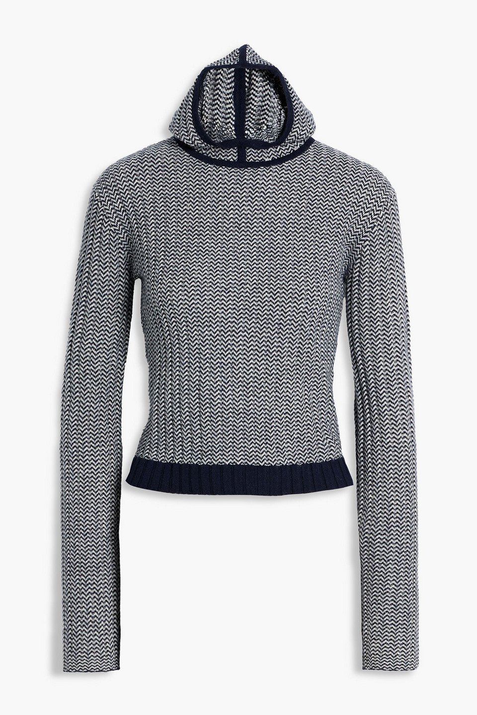 Perfect Moment Jazzy Jacquard-knit Wool And Cashmere-blend Hoodie In Blue