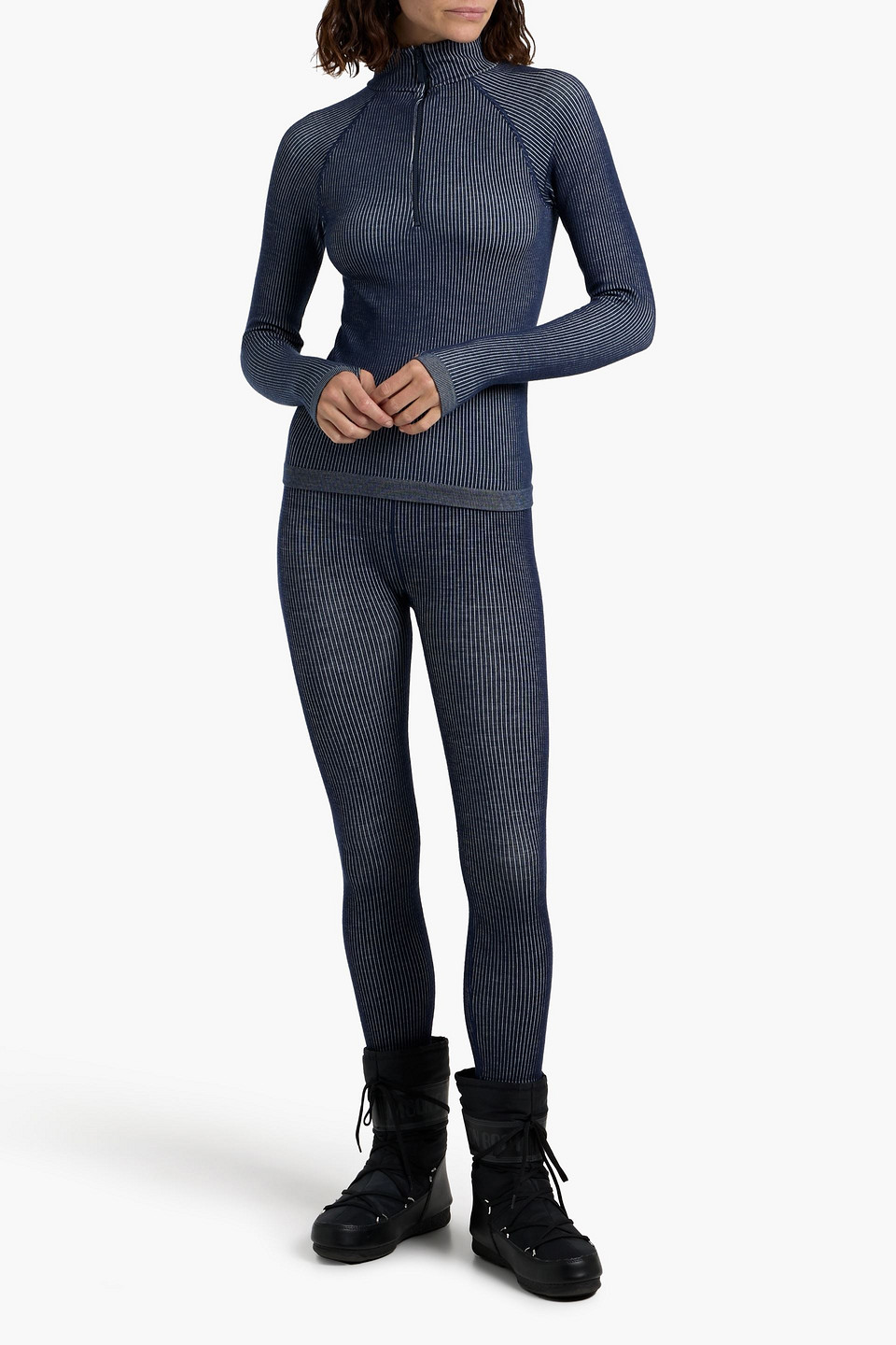 Cordova Stowe Ribbed Wool-blend Base Layer In Blue