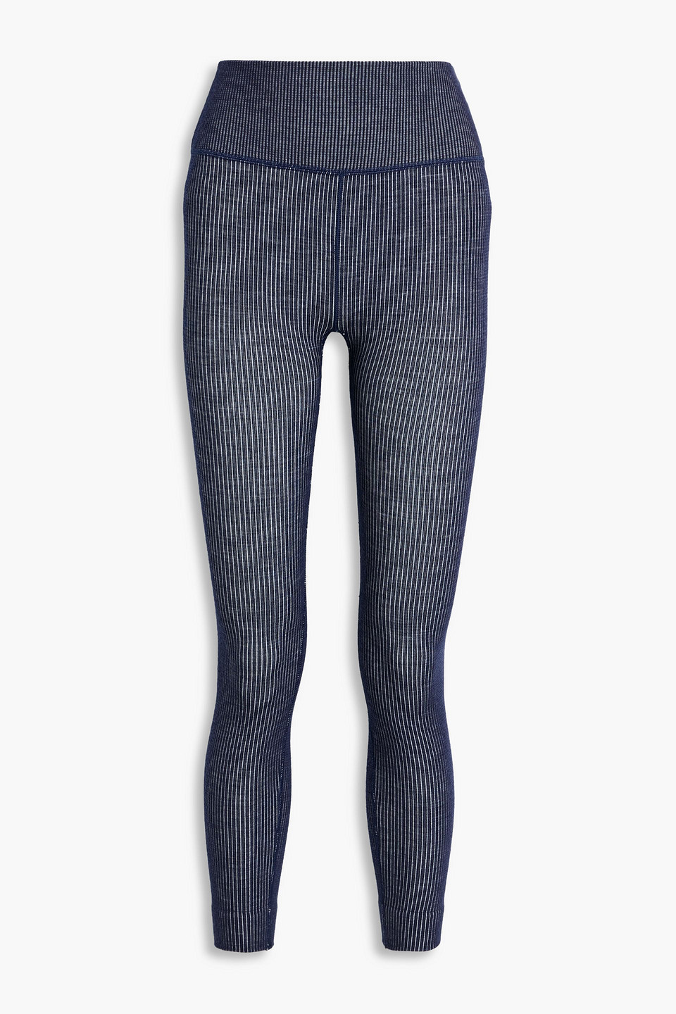 Cordova Stowe Cropped Ribbed Wool-blend Leggings In Blue