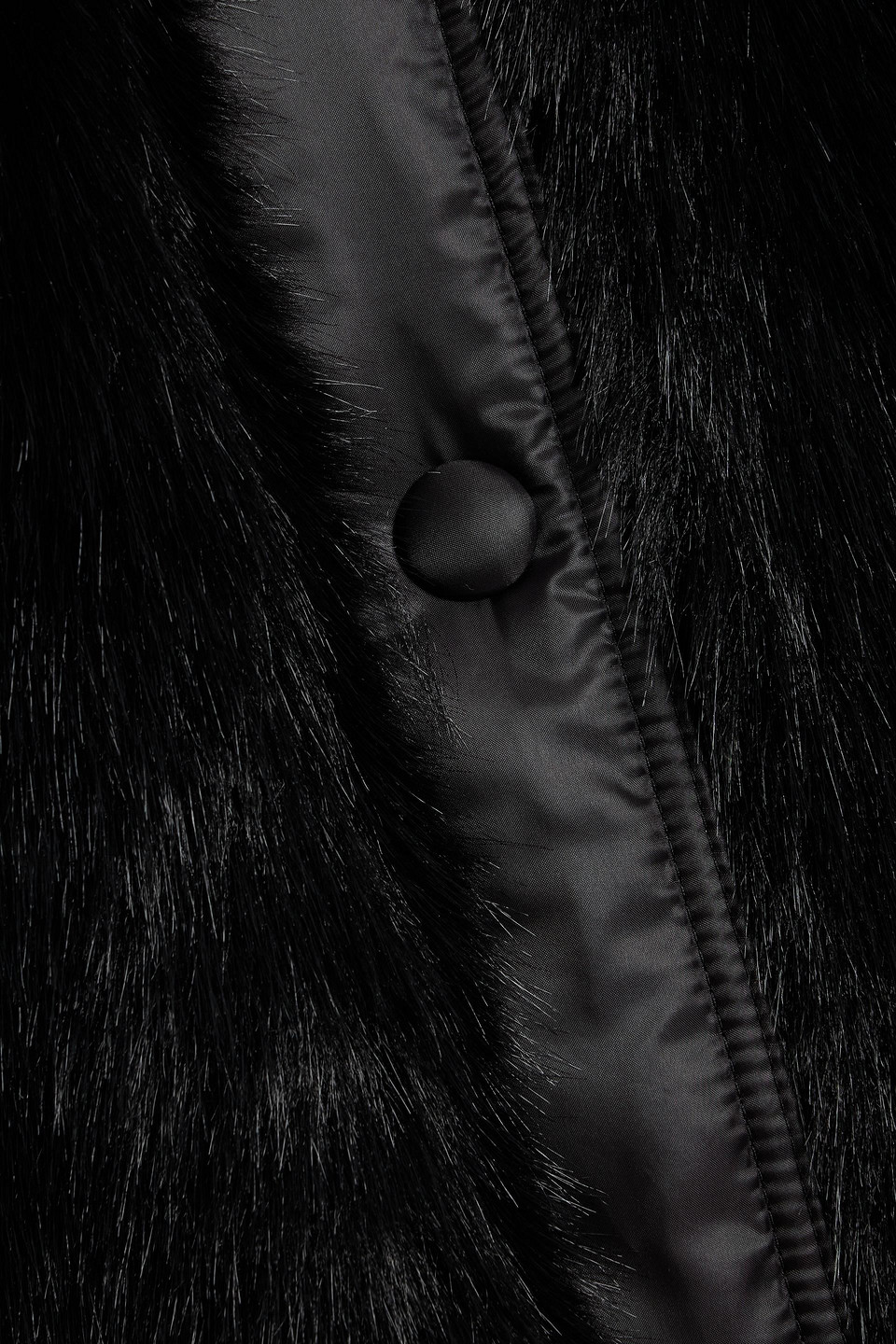 Perfect Moment Shell-trimmed Plush Coat In Black