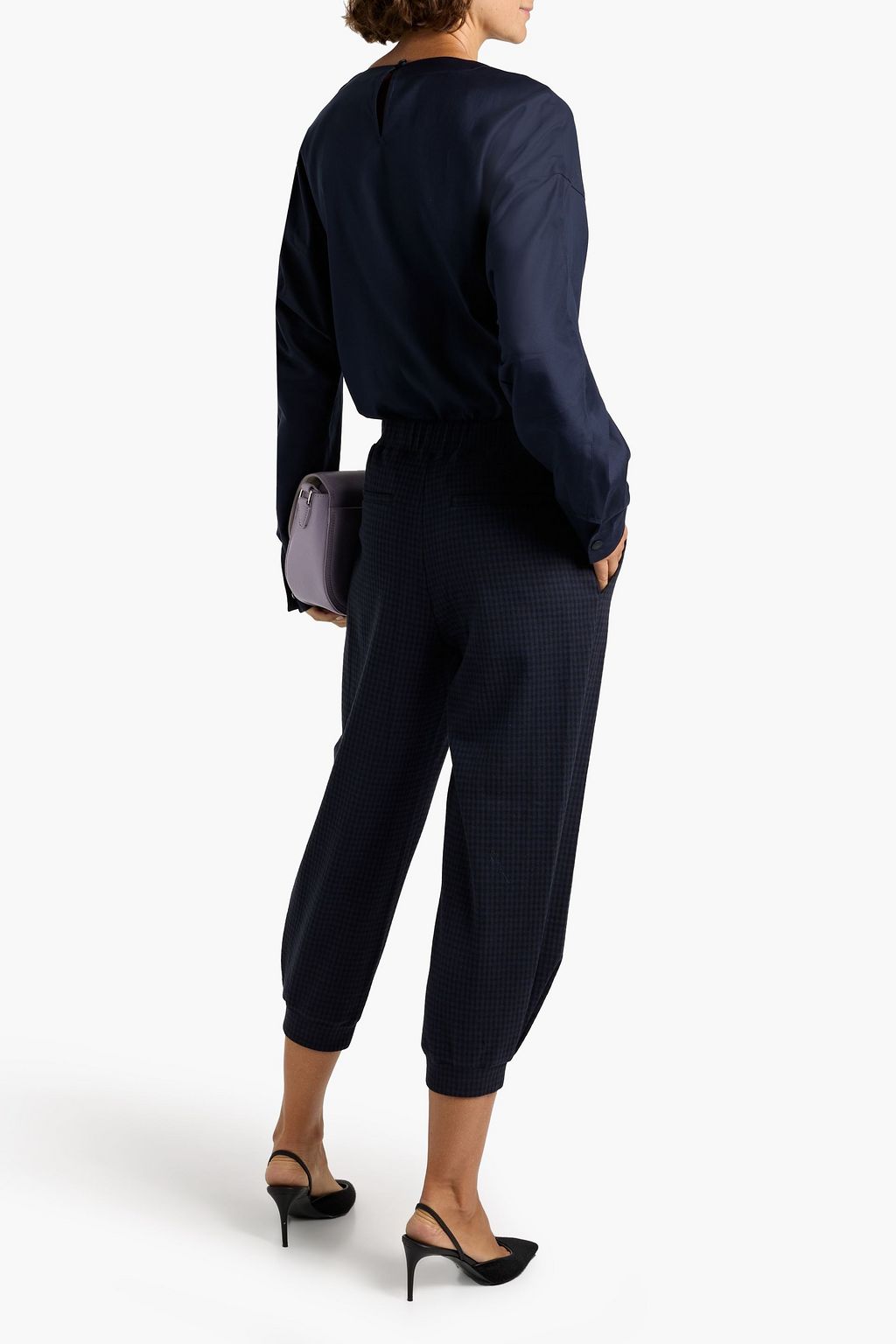 TIBI Draped Lyocell and cotton-blend twill top