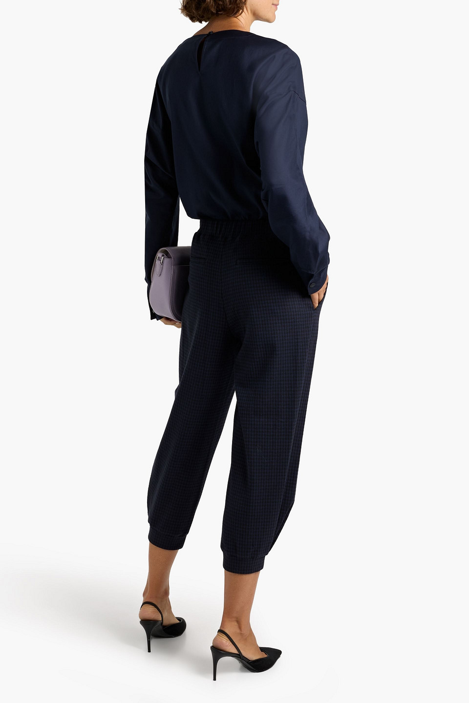 Tibi Draped Lyocell And Cotton-blend Twill Top In Blue