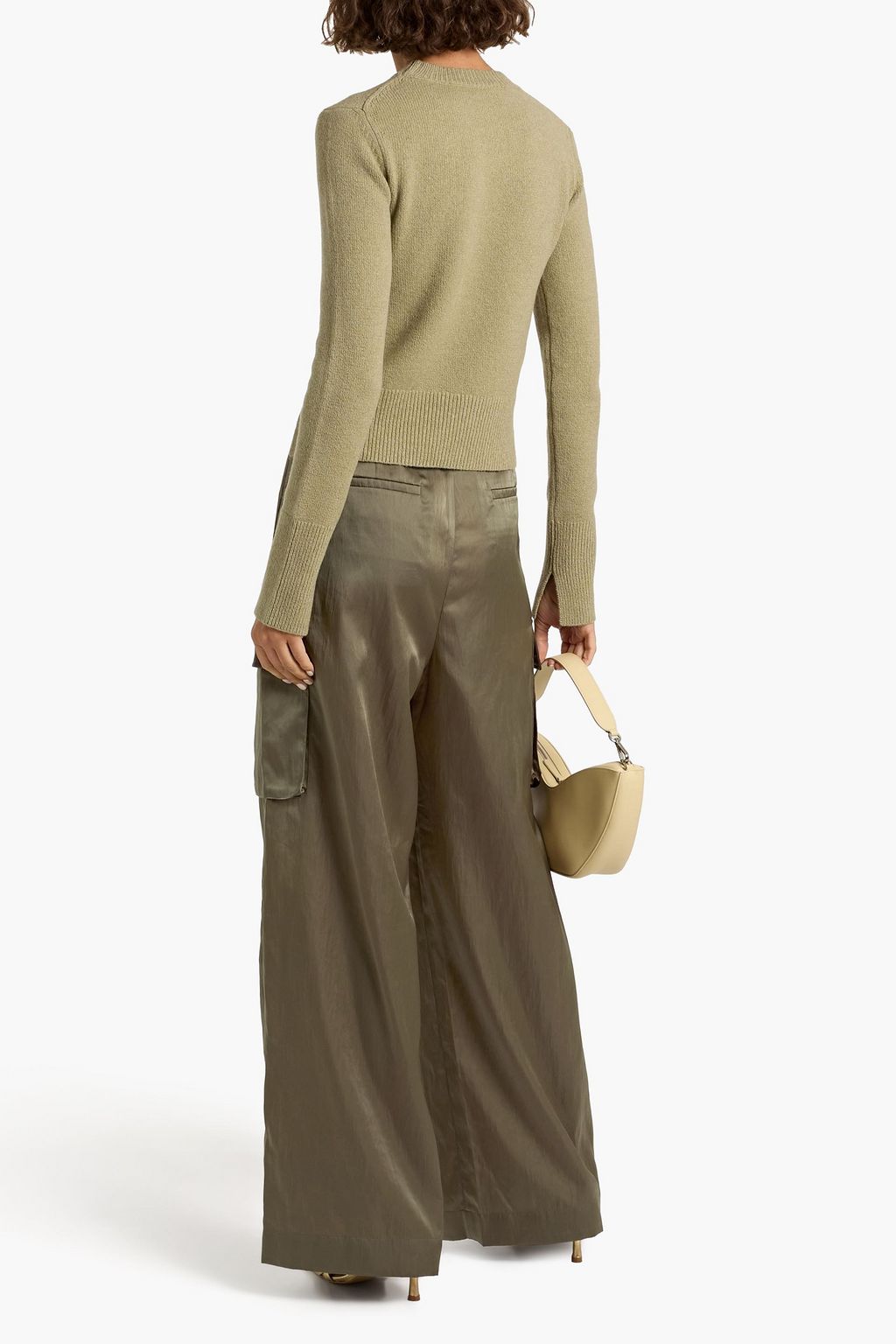 TIBI Stella pleated satin wide-leg pants