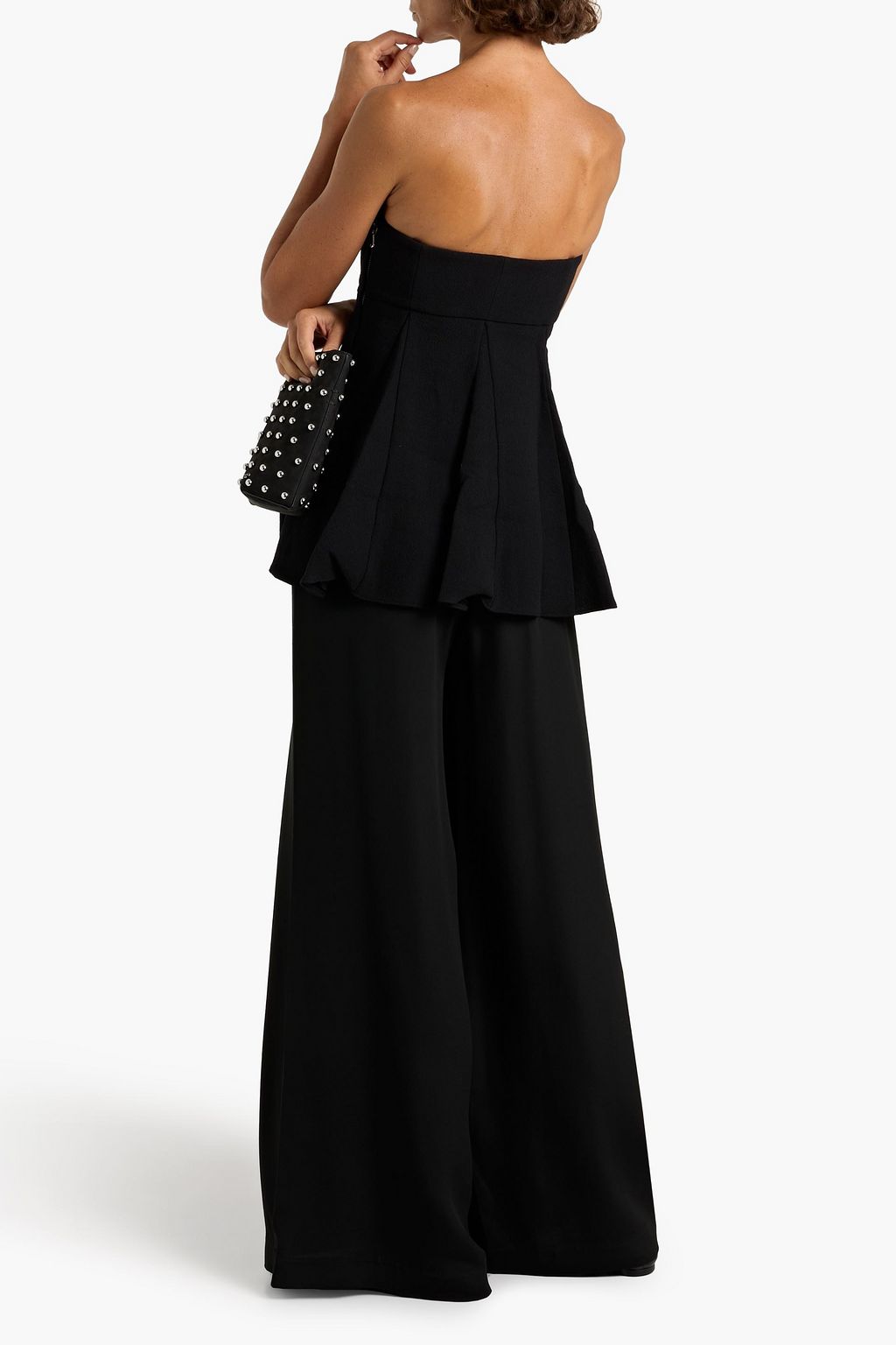 TIBI Melee strapless crepe peplum top