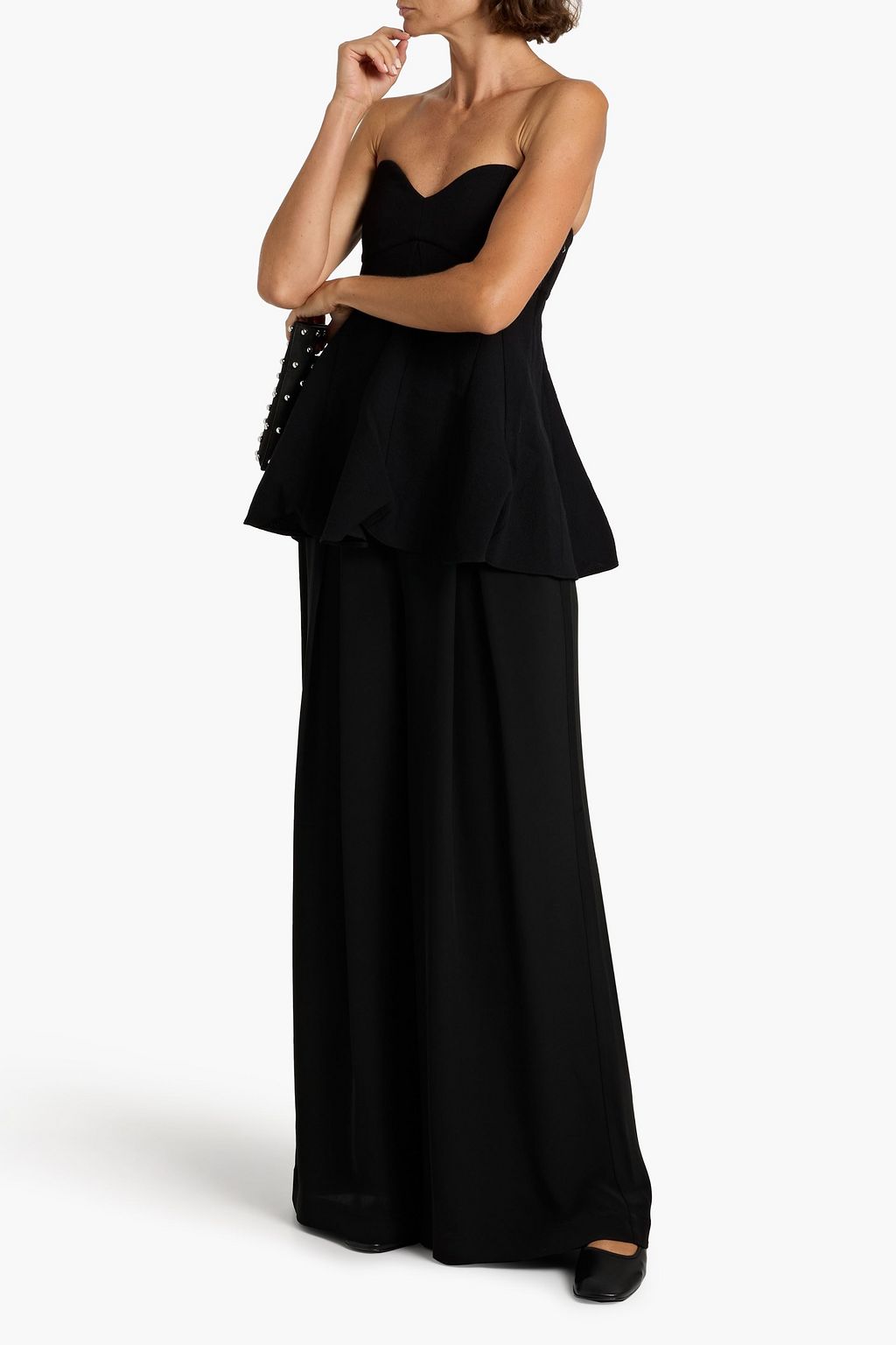 TIBI Melee strapless crepe peplum top