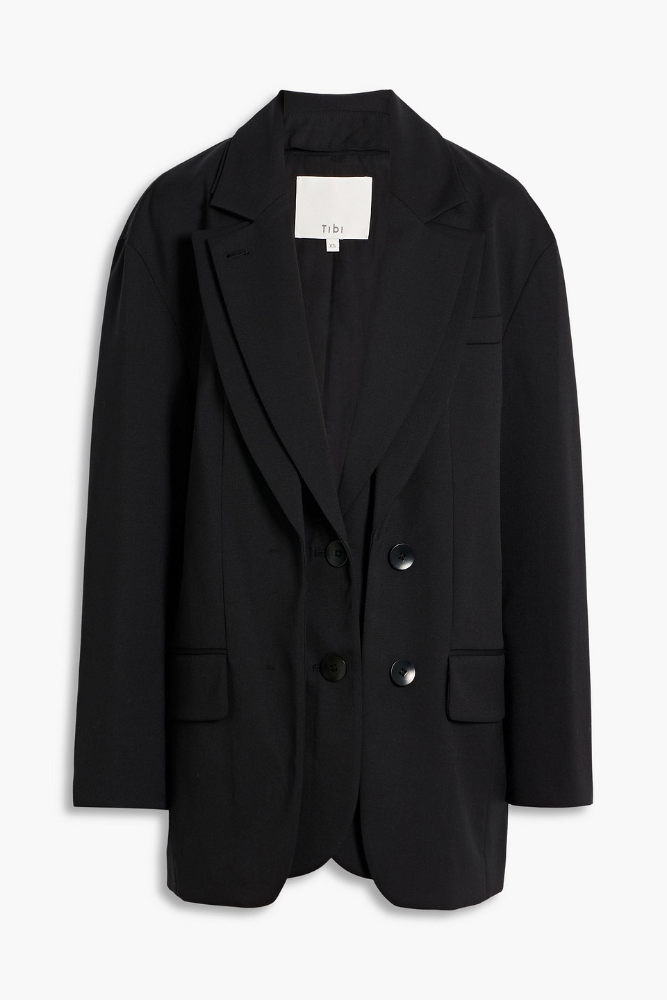 Tibi Layer Liam Wool-blend Blazer In Black