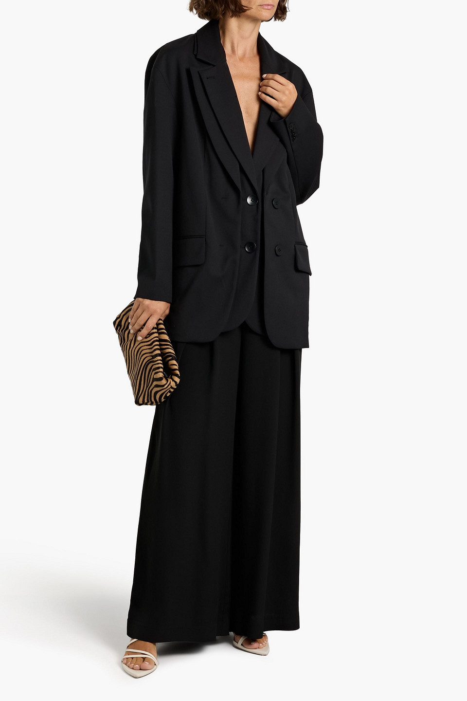 Tibi Layer Liam Wool-blend Blazer In Black