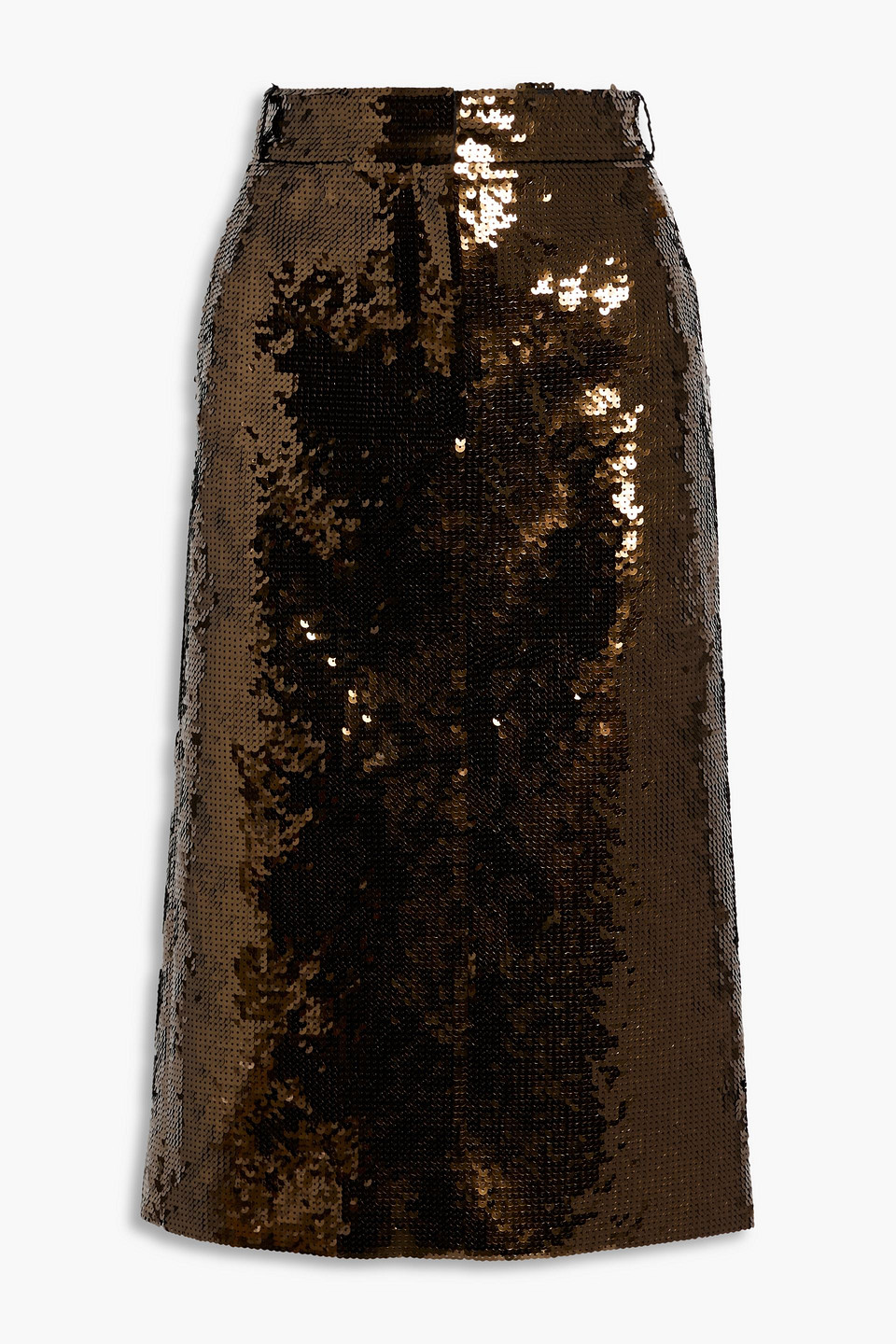tibi - sequined crepe midi skirt - metallic - us 2