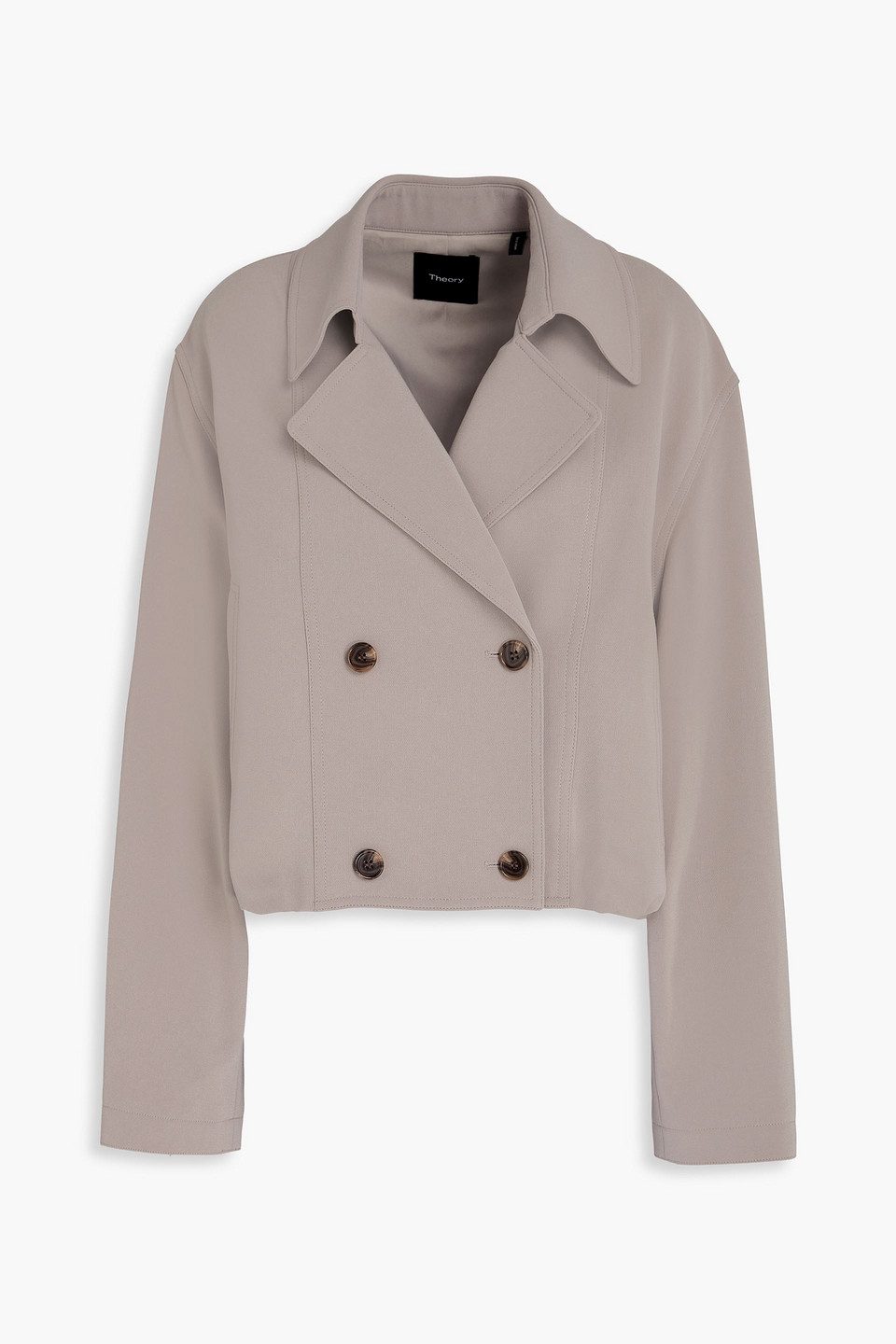 theory - cropped crepe trench coat - neutral - xs