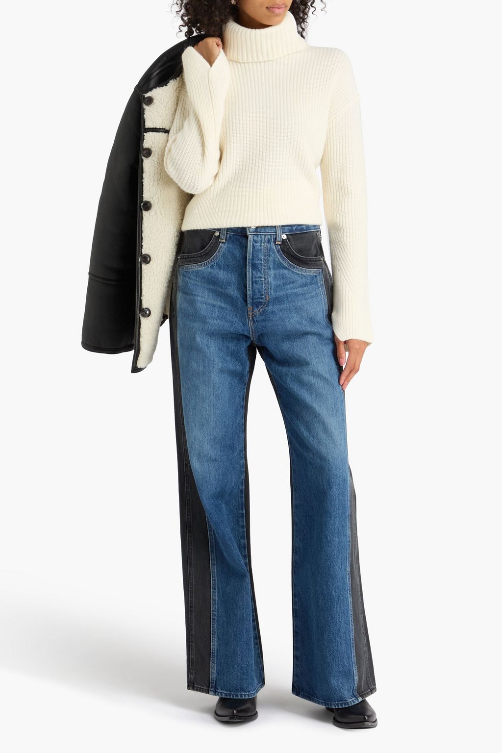VERONICA BEARD Taylor two-tone high-rise wide-leg jeans