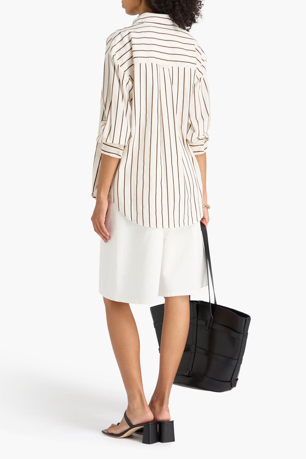 VERONICA BEARD Keiko striped cotton-blend shirt
