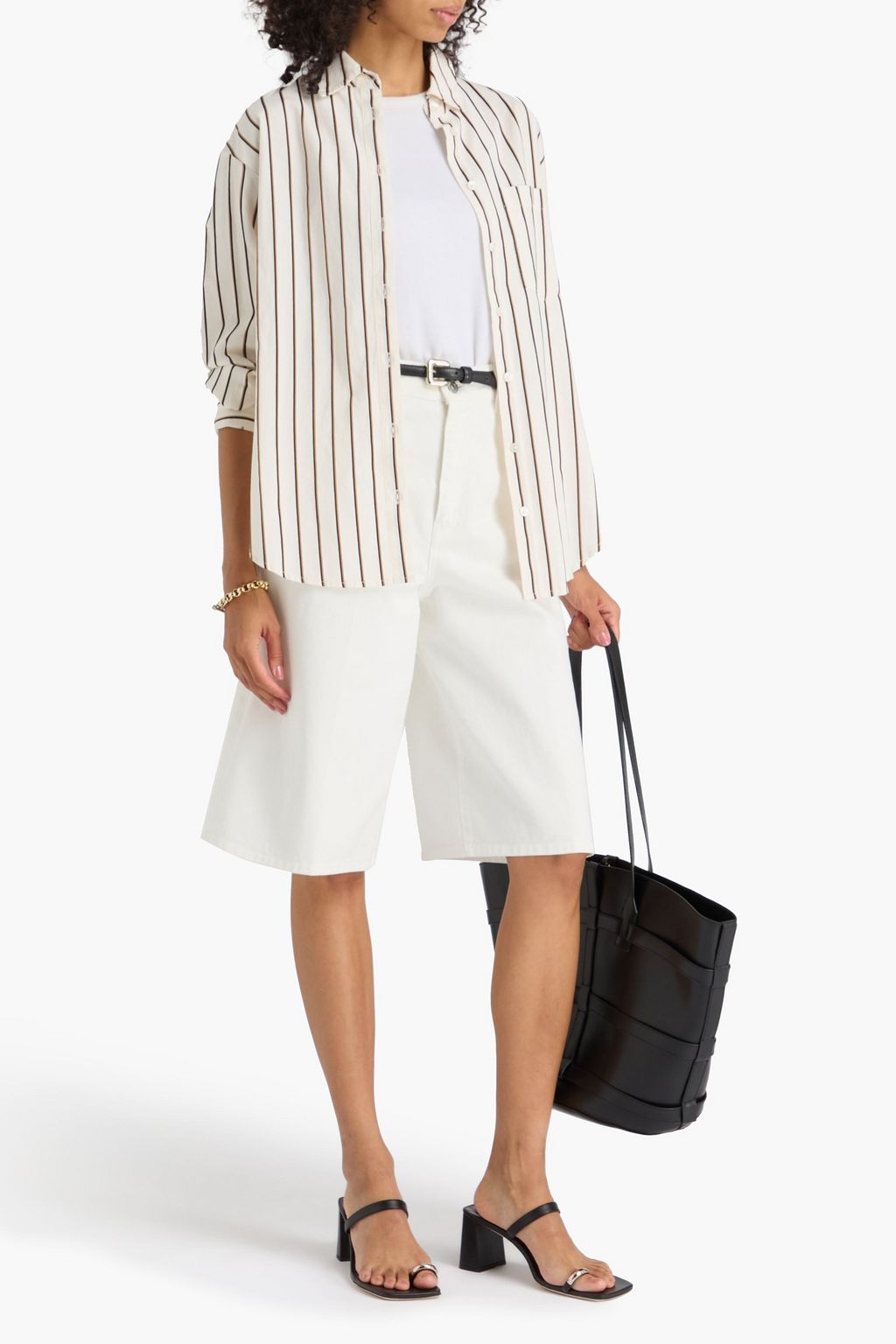 VERONICA BEARD Keiko striped cotton-blend shirt