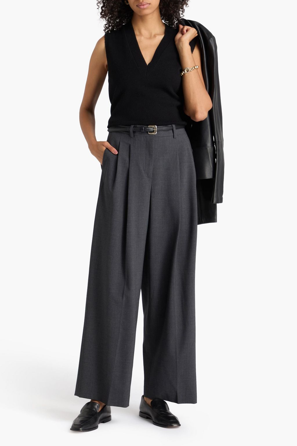 THEORY Wool-blend wide-leg pants