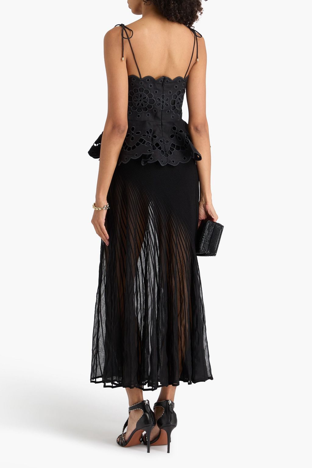 ZIMMERMANN Scalloped broderie anglaise linen peplum top
