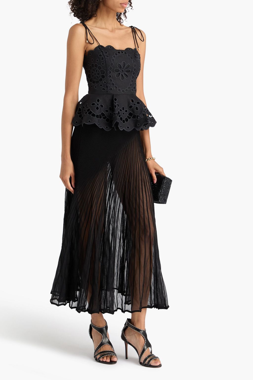 ZIMMERMANN Scalloped broderie anglaise linen peplum top