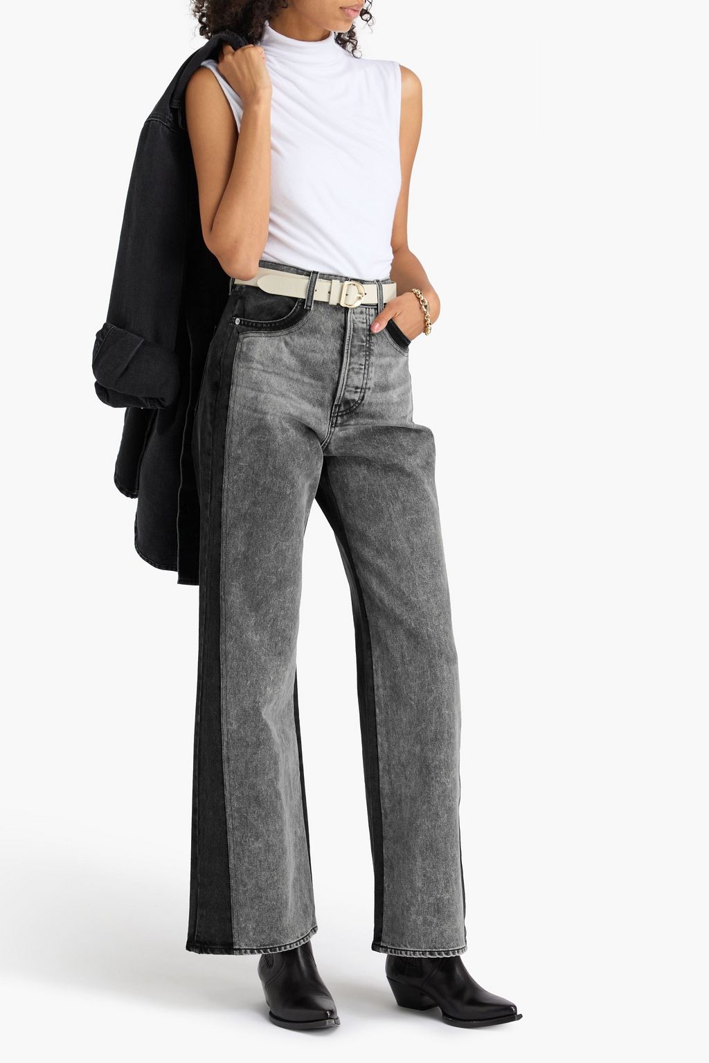 VERONICA BEARD Taylor two-tone high-rise wide-leg jeans