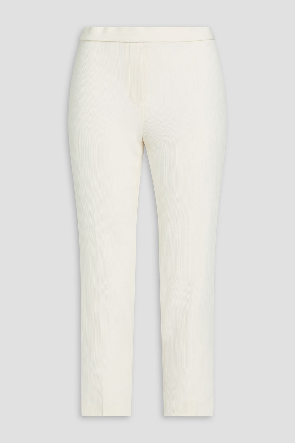 Theory Treeca Cropped Textured-crepe Slim-leg Trousers In White