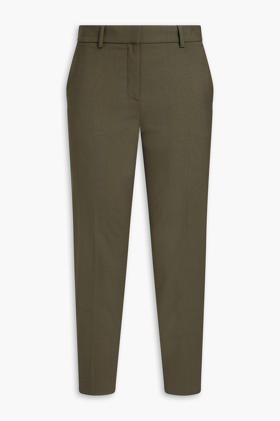 Theory Treeca 2 Cropped Wool-blend Slim-leg Trousers In Green
