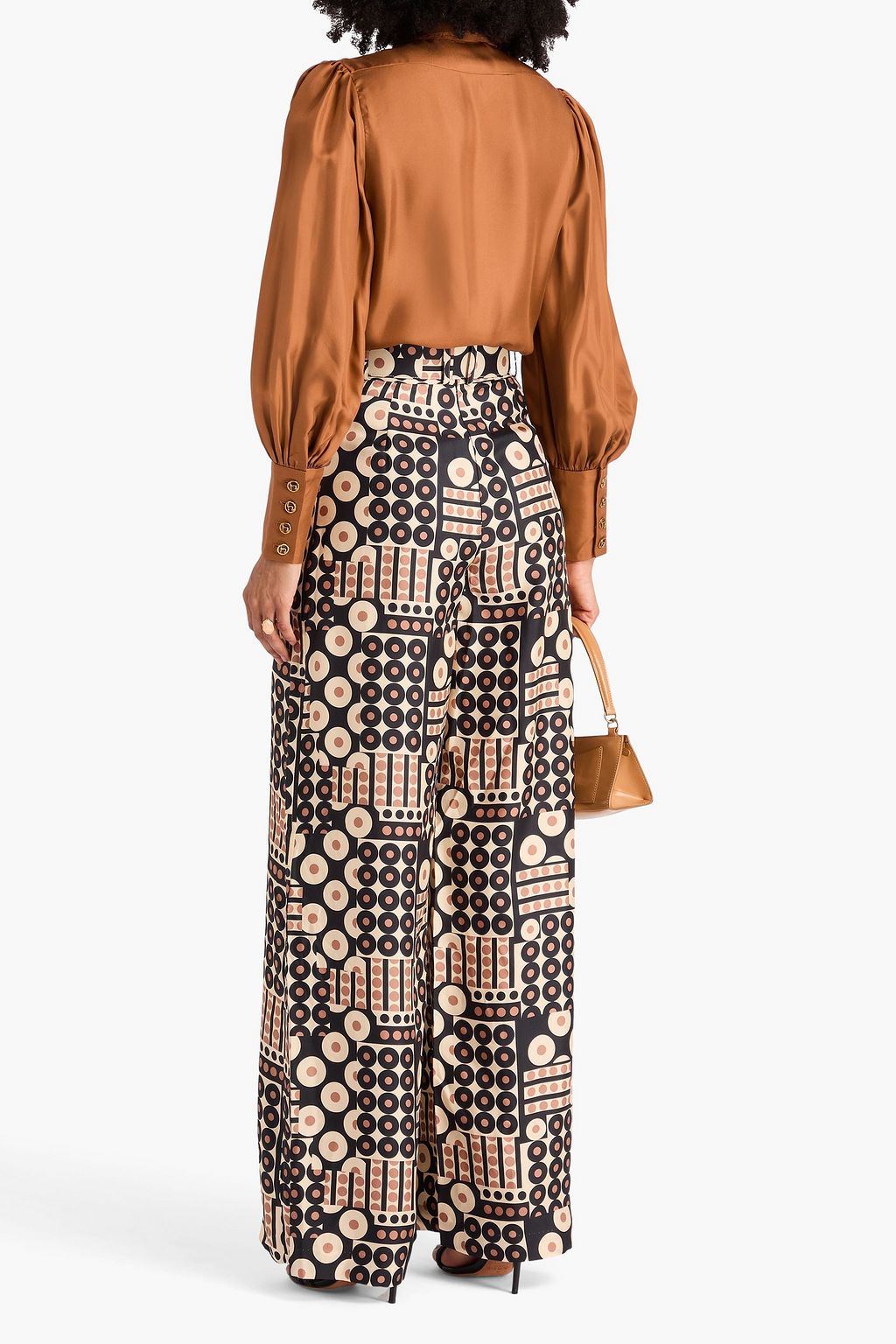 ZIMMERMANN Belted printed silk-twill wide-leg pants