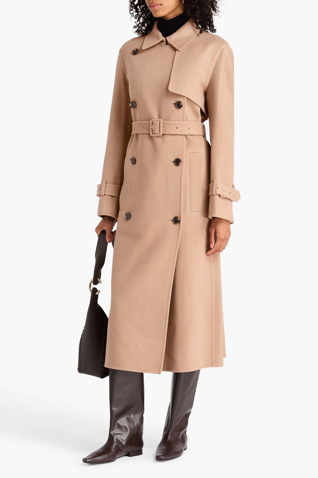 THEORY Brushed wool and cashmere-blend felt trench coat