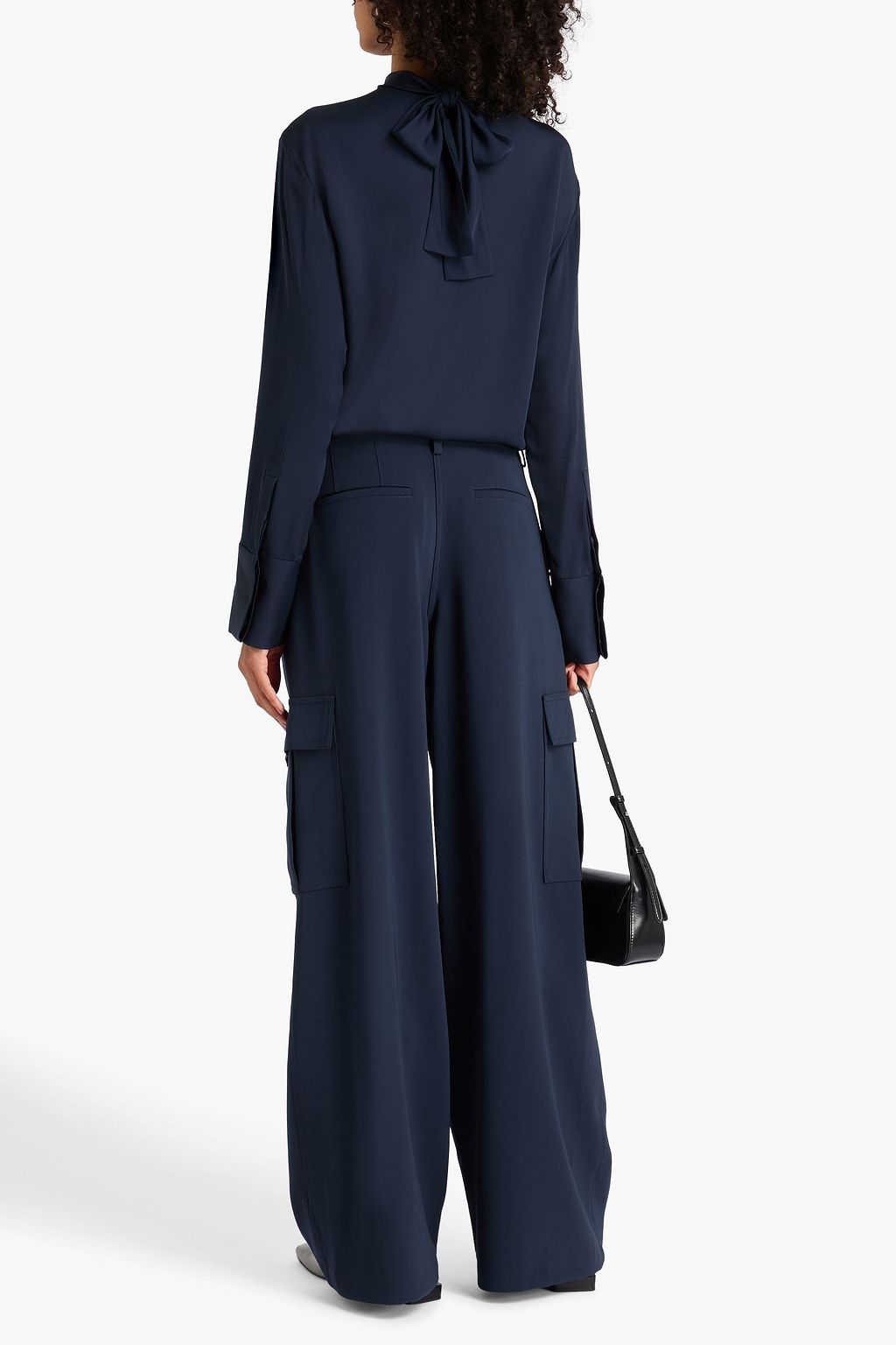 THEORY Pussy-bow silk-crepe blouse