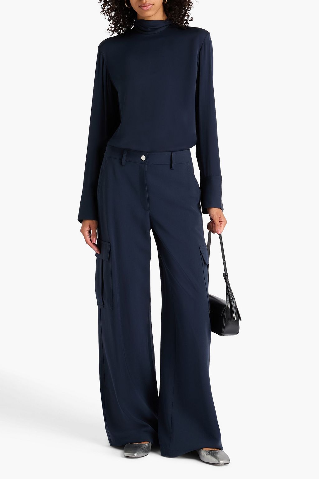 THEORY Pussy-bow silk-crepe blouse