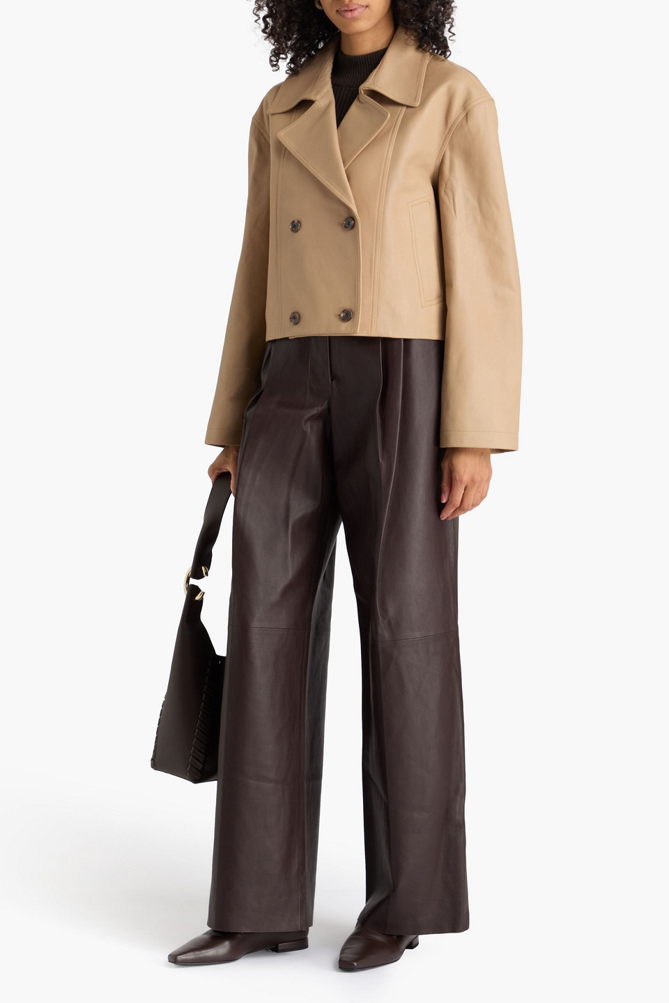  Theory - Double-breasted Leather Jacket - Neutral - M 