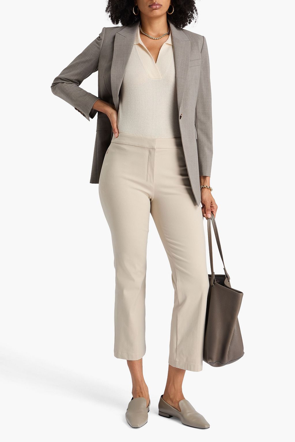 THEORY Cotton-blend twill kick-flare pants